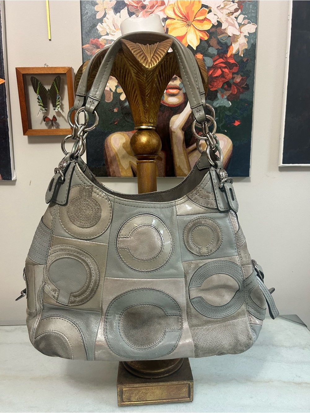 Coach Madison Maggie 15770 Patchwork Suede Leather Y2K Shoulder Bag